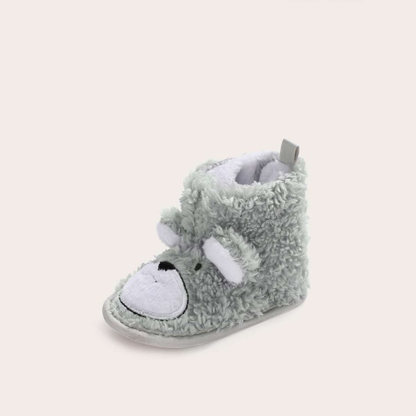 

Baby Girls Cartoon Animal Teddy Booties, Grey