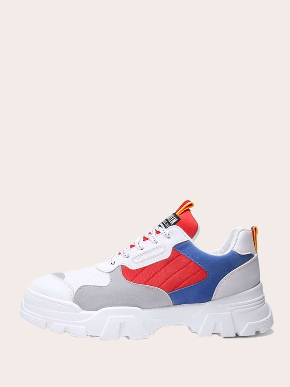 

Men Colorblock Chunky Sole Trainers, Multicolor