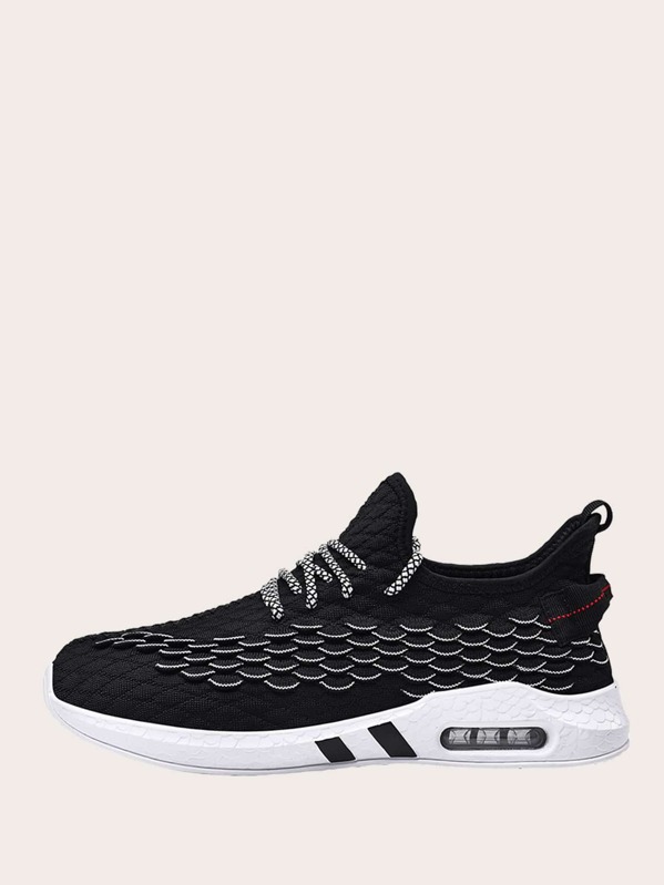 

Men Scale Detail Knit Trainers, Black