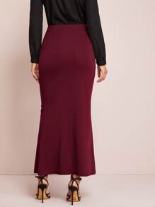 Modelyn Solid Buttoned Front Mermaid Skirt