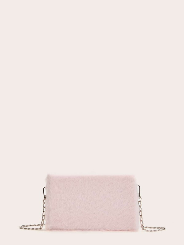 

Faux Fur Fluffy Chain Bag, Pink