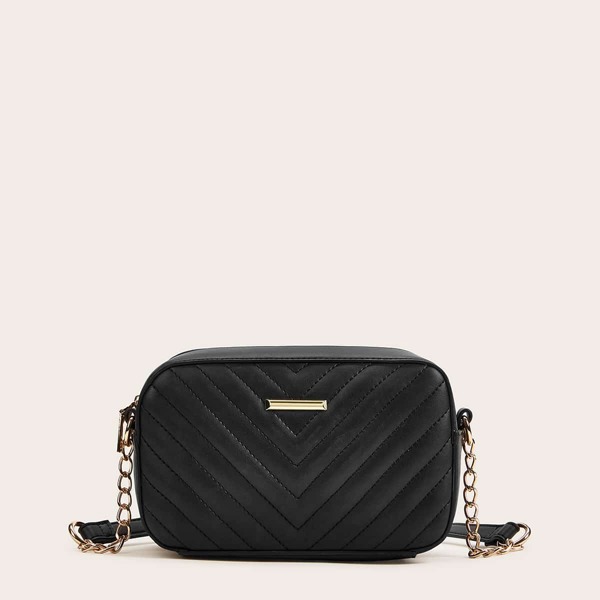 

Chevron Detail Chain Crossbody Bag