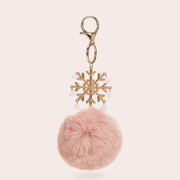 

Fluffy Pom Pom & Snowflake Design Bag Charm, Pink