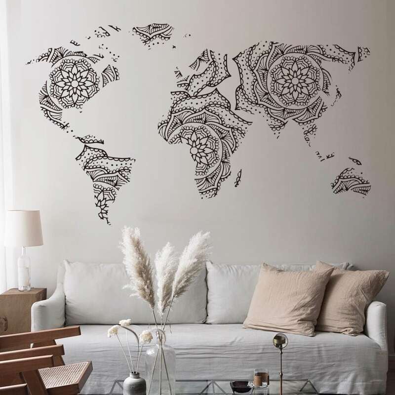 

Mandala World Map Print Wall Sticker