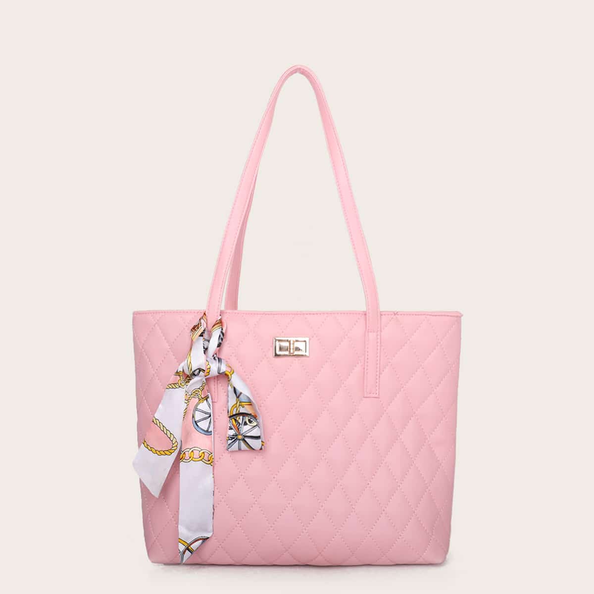 

Twilly Scarf Quilted Tote Bag, Pink