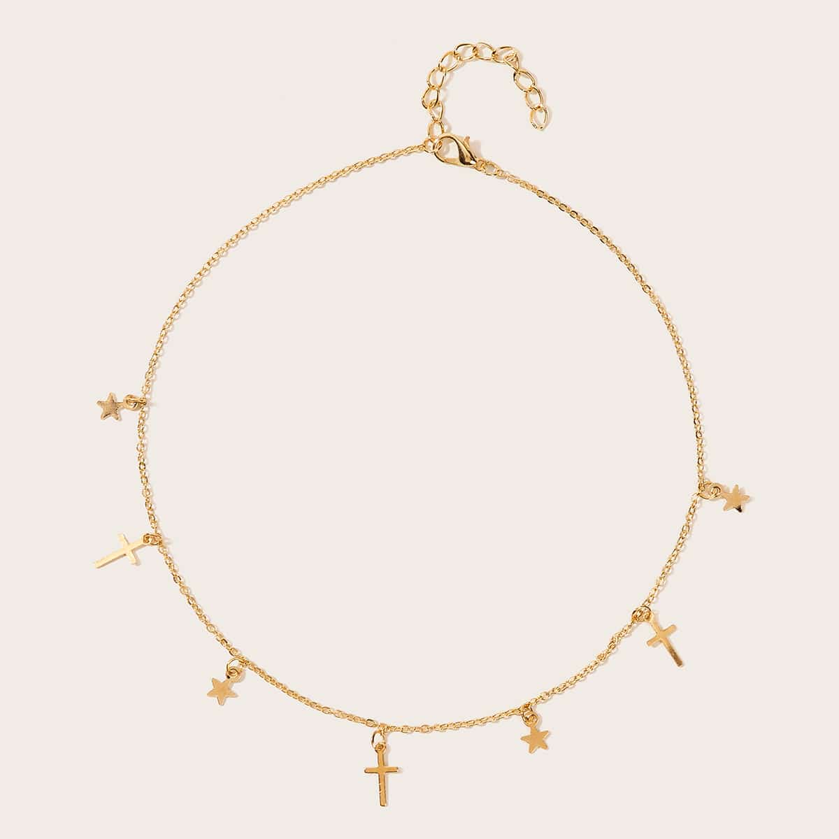 

Cross & Star Decor Chain Necklace, Gold