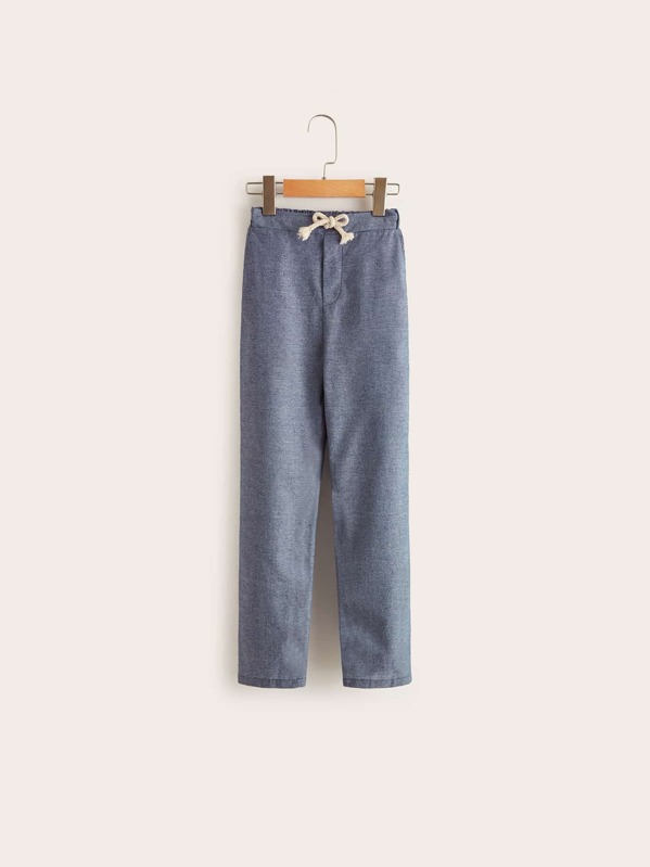 

Boys Elastic Waist Tie Front Pants, Blue
