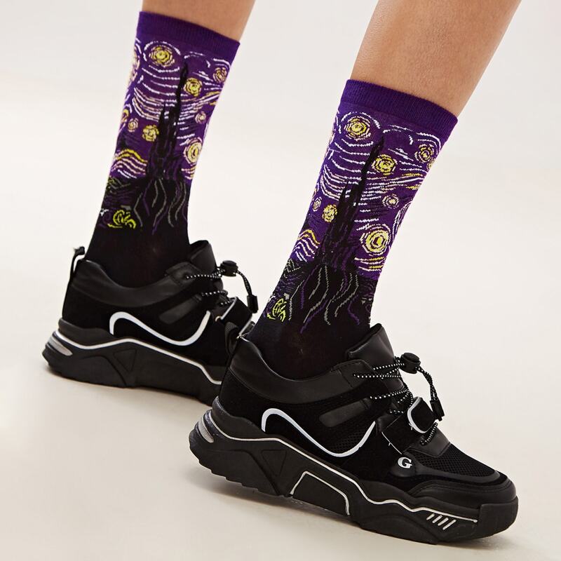 

1pair Starry Night Pattern Socks, Multicolor