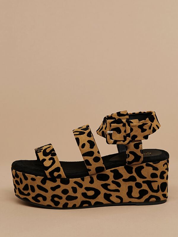 leopard platform slip on sandals