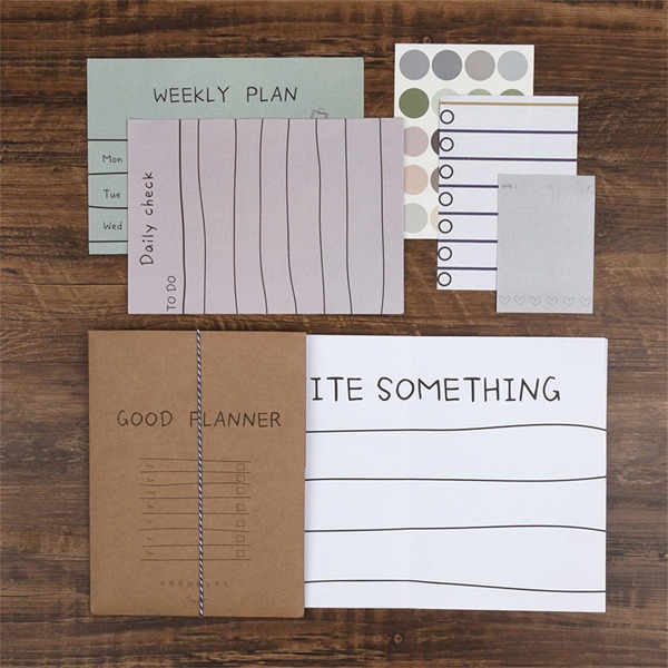 

10sheets Plan Memo Pad With 1sheet Round Sticker