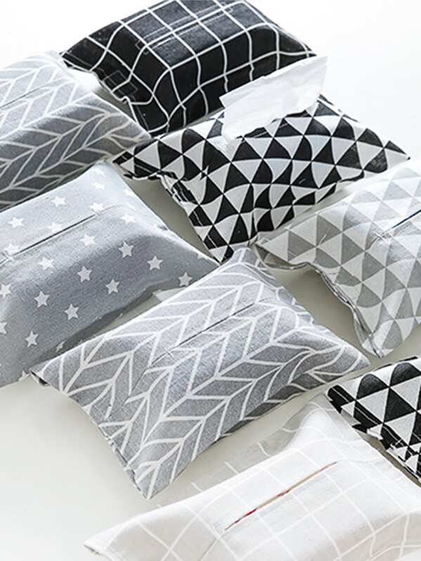 

1pc Geometric Pattern Tissue Storage Bag, Multicolor