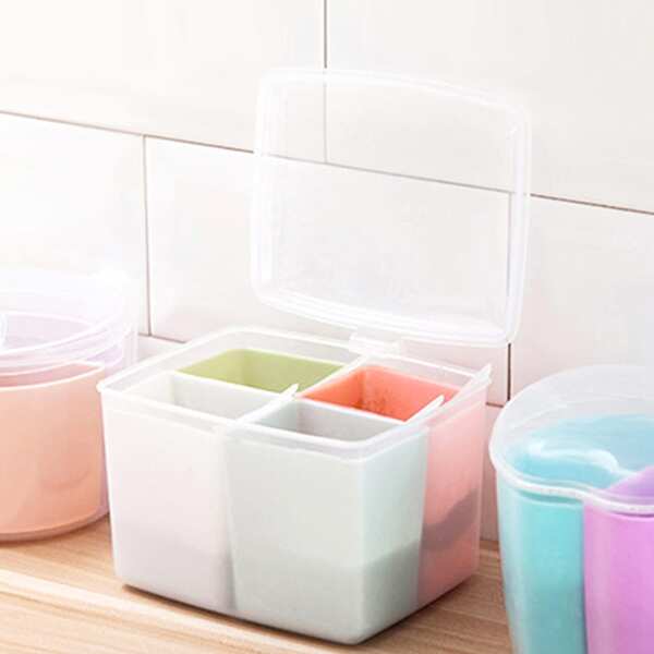 

1pc Multi Compartment Kitchen Seasoning Storage Box, Multicolor
