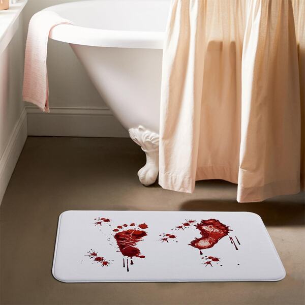 

Bloody Footprint Print Floor Mat, Red