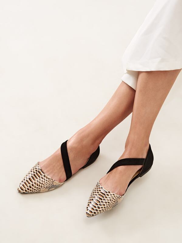 

Snake Print Single Band Dorsay Flats, Multicolor