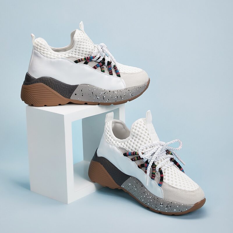 

Lace-up Front Chunky Sneakers, White