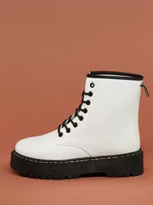 white platform combat boots