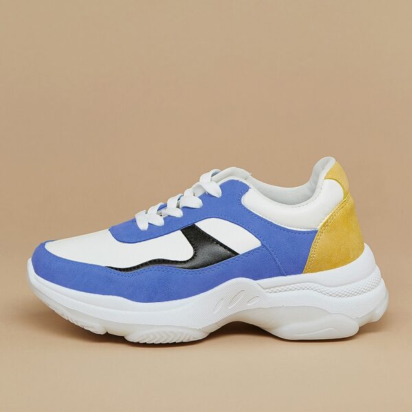 

Lace Up Thick Sole Colorblock Dad Sneakers, Baby blue