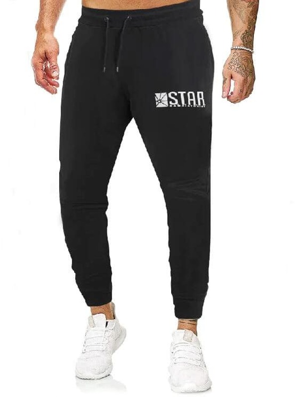 

Men Letter Graphic Drawstring Sweatpants, Black