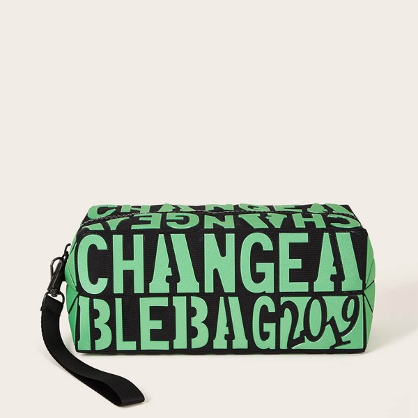

Letter Graphic Makeup Bag, Green
