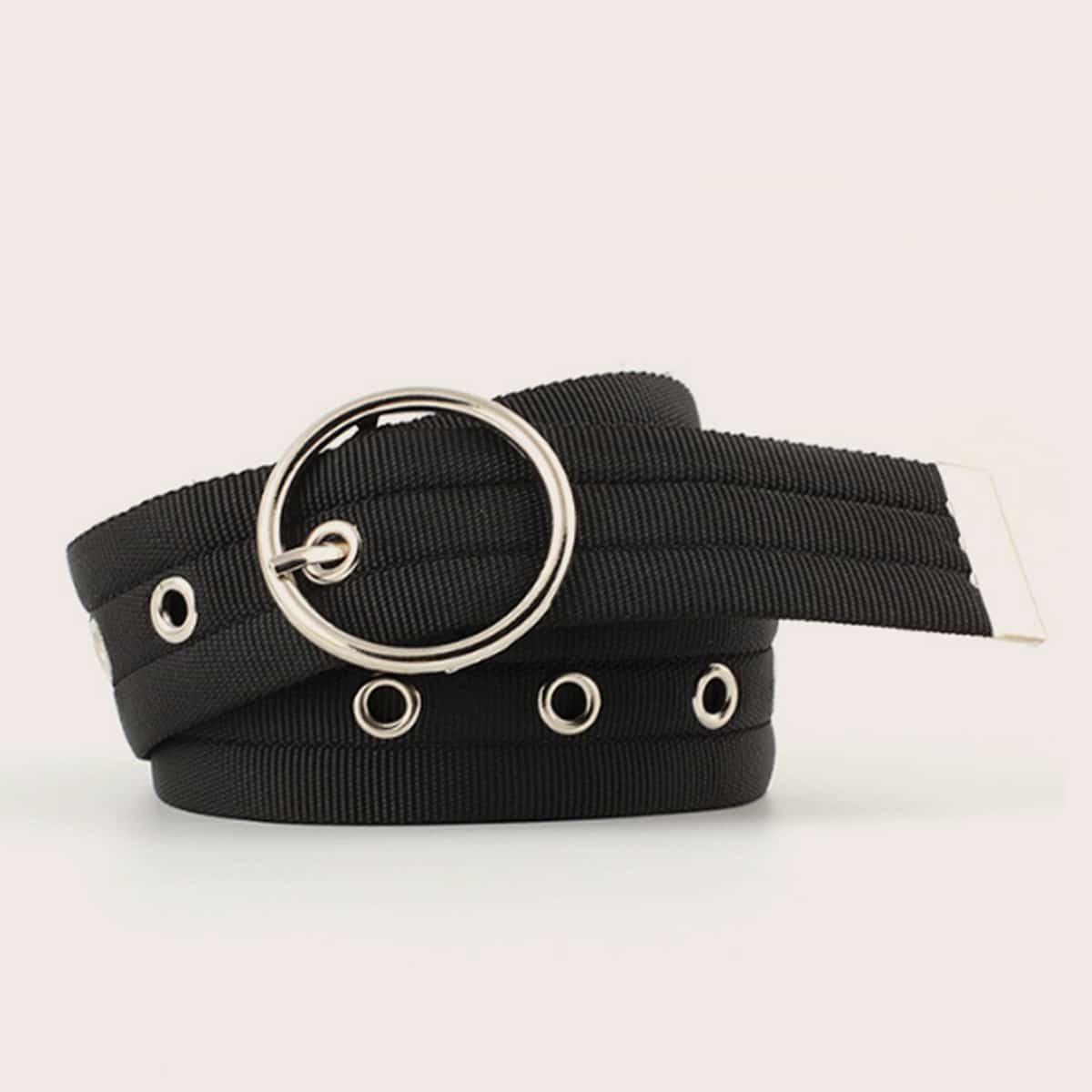 

Guys Grommet Eyelet Design Canvas Belt, Black