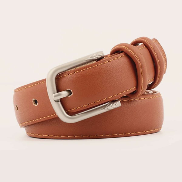 

Men Metal Buckle Belt, Camel