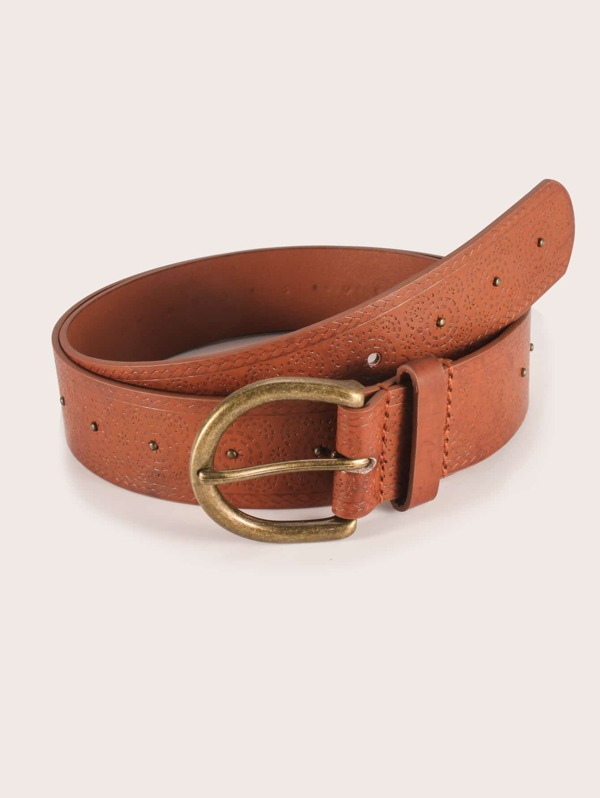 

Men Studded Decor Belt, Brown