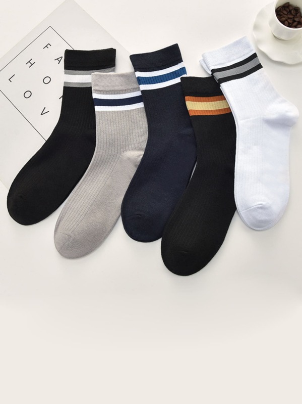 

5pairs Men Striped Socks, Multicolor