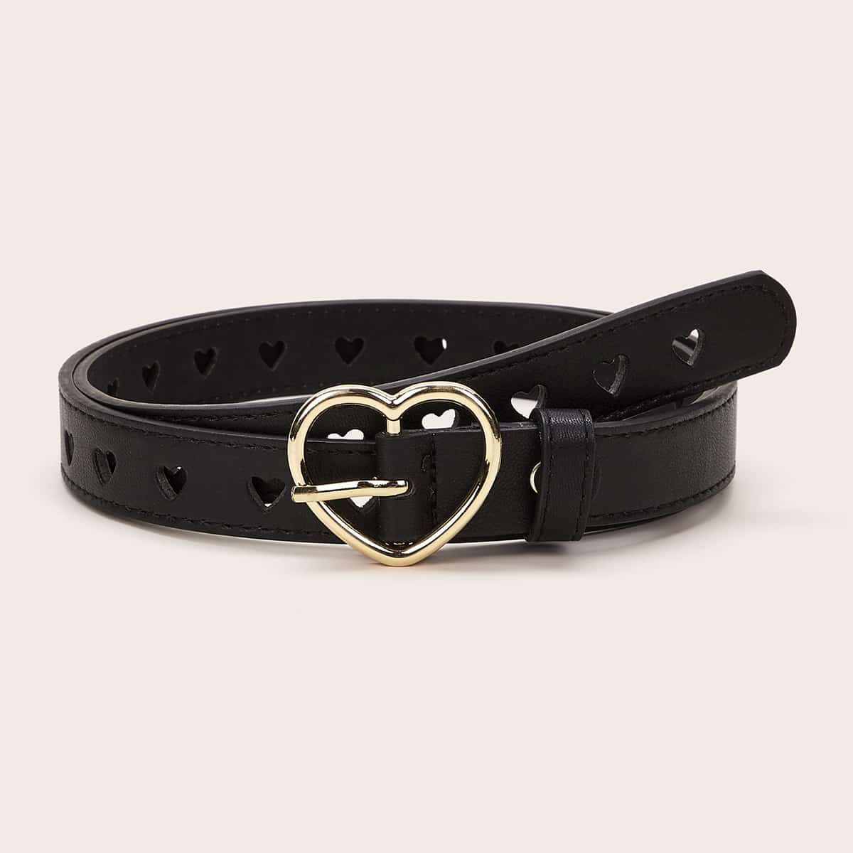 

Hollow Heart Design Belt, Black