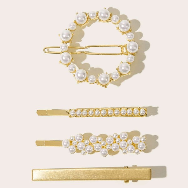 

4pcs Faux Pearl Decor Hair Clip