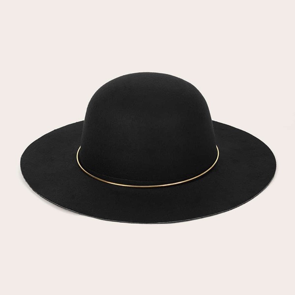 

Metal Ball Band Decor Floppy Hat, Black