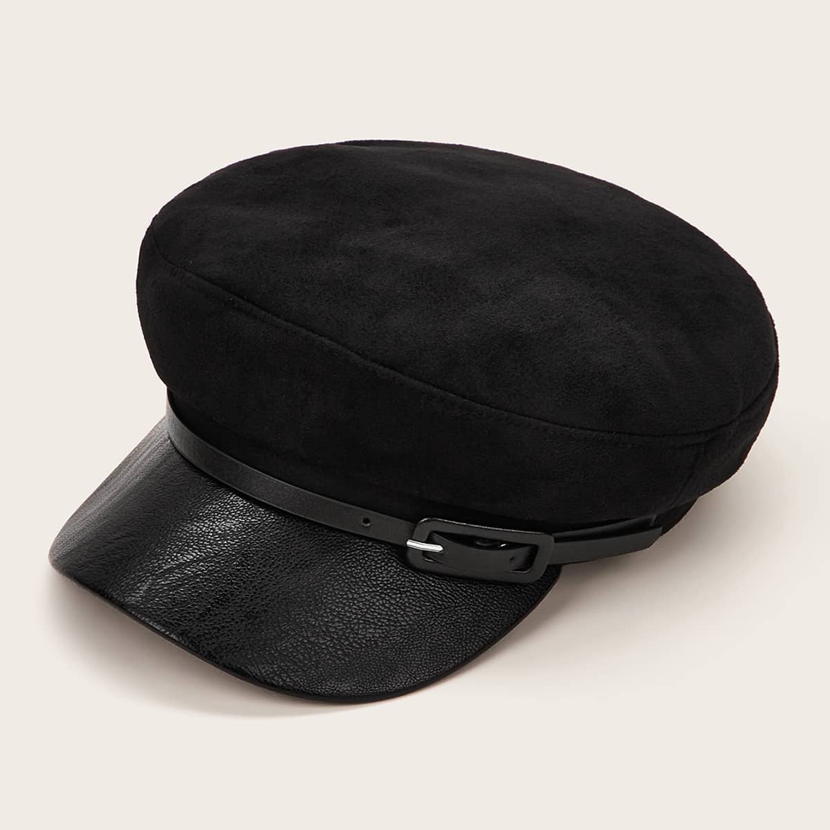 

Belt Decor Bakerboy Hat, Black
