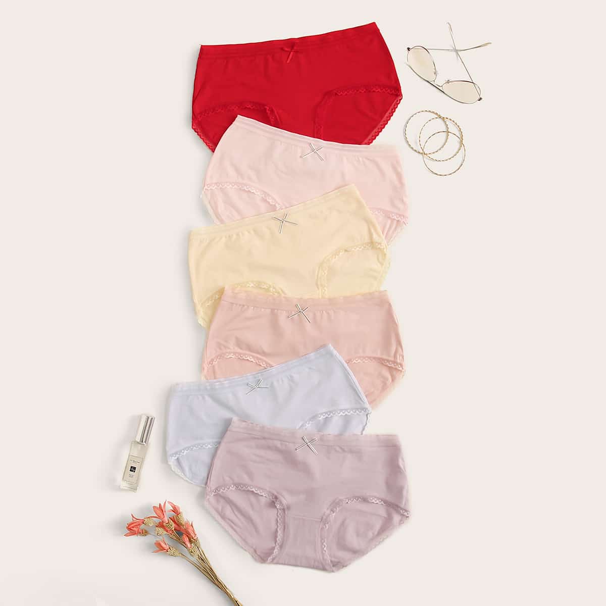 

Lace Trim Panty Set 6pack, Multicolor
