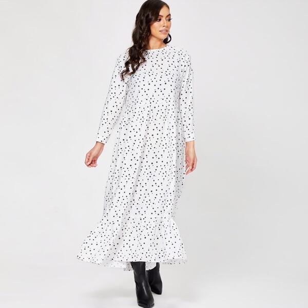 

Star Print Smock Dress, White