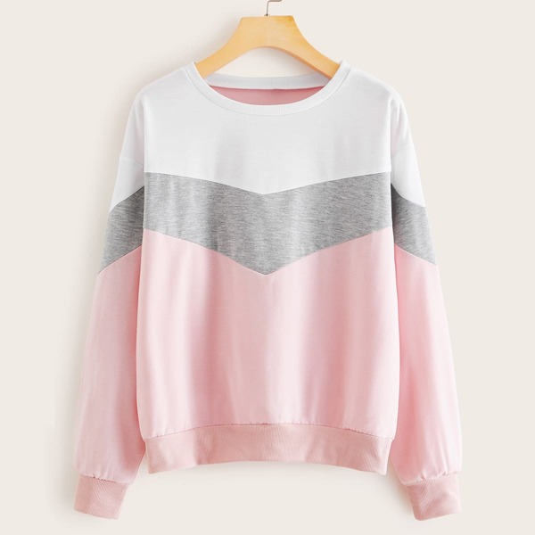 

Cut And Sew Chevron Sweatshirt, Multicolor