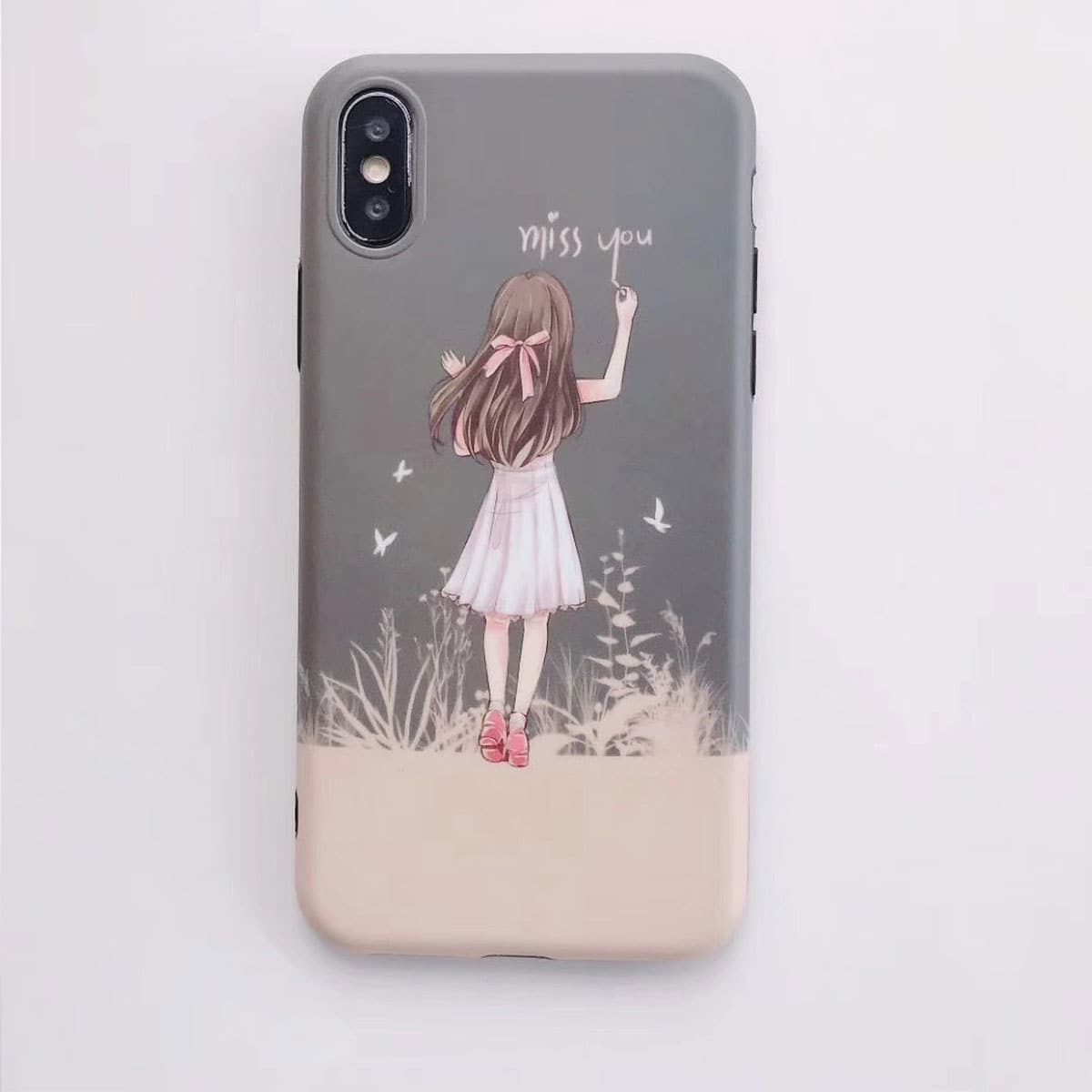 

Girl Print iPhone Case, Grey