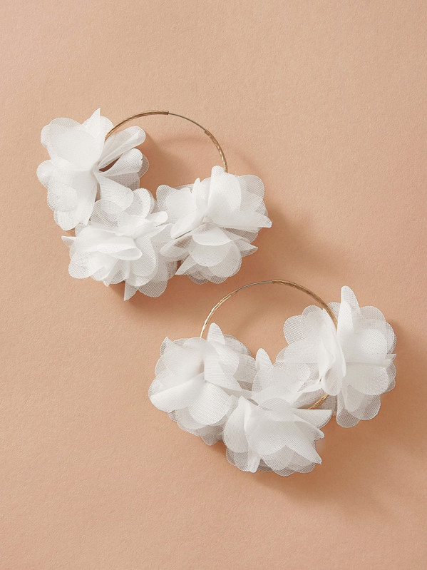 

1pair Mesh Flower Drop Earrings, Multicolor
