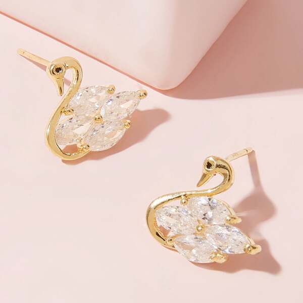 

1pair Swan Stud Earrings, Gold