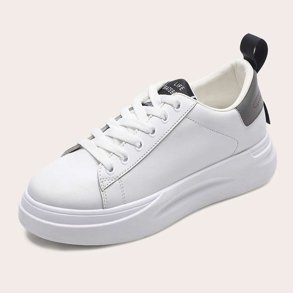 

Lace-up Front Chunky Sneakers, White