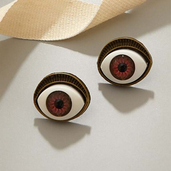 

1pair Eye Stud Earrings, Multicolor