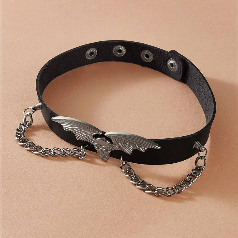 

1pc Skull Decor Choker, Black