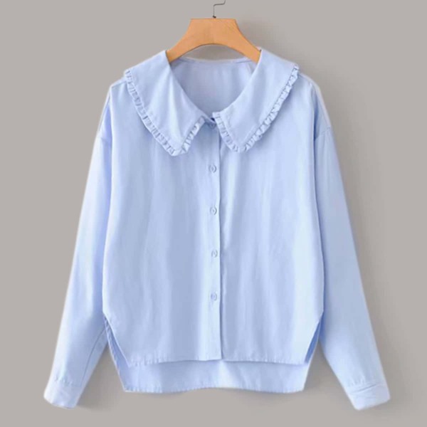 

Frill Trim Split High Low Blouse