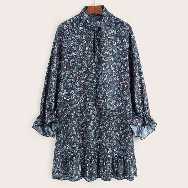 

Ditsy Floral Flounce Sleeve Smock Dress, Multicolor