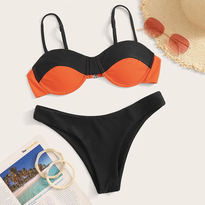

Two Tone Underwire Bikini Set, Multicolor