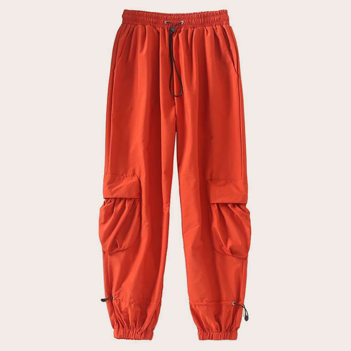 

Flap Pocket Drawstring Waist Cargo Pants, Orange