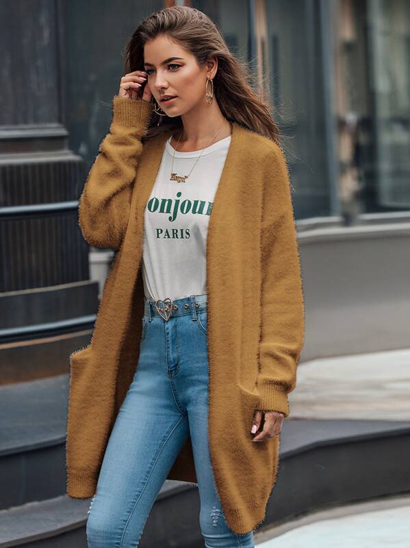 

Dual Pocket Open Front Cardigan, Camel, Debi Cruz