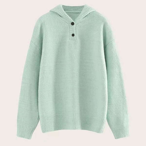 

Solid Split Drop Shoulder Hooded Sweater, Green