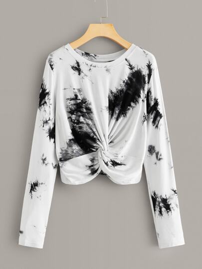 Tie Dye Twist Front Tee