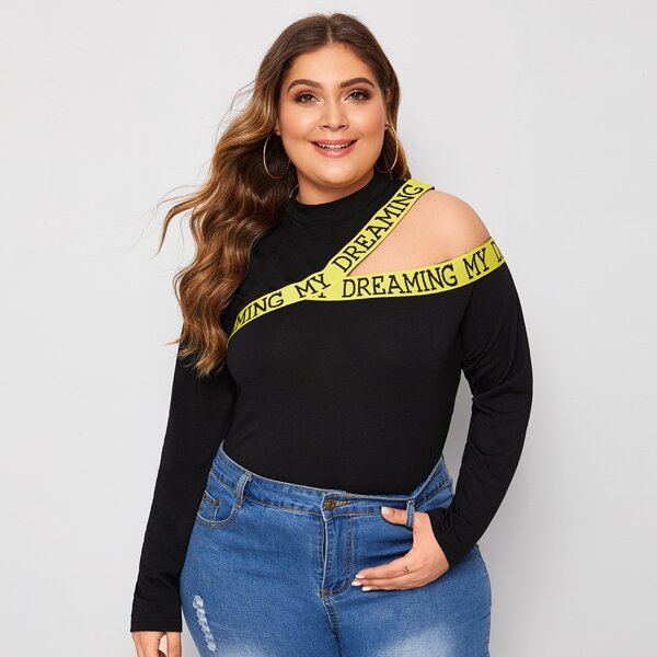 

Plus Letter Tape Cut Out Tee, Black