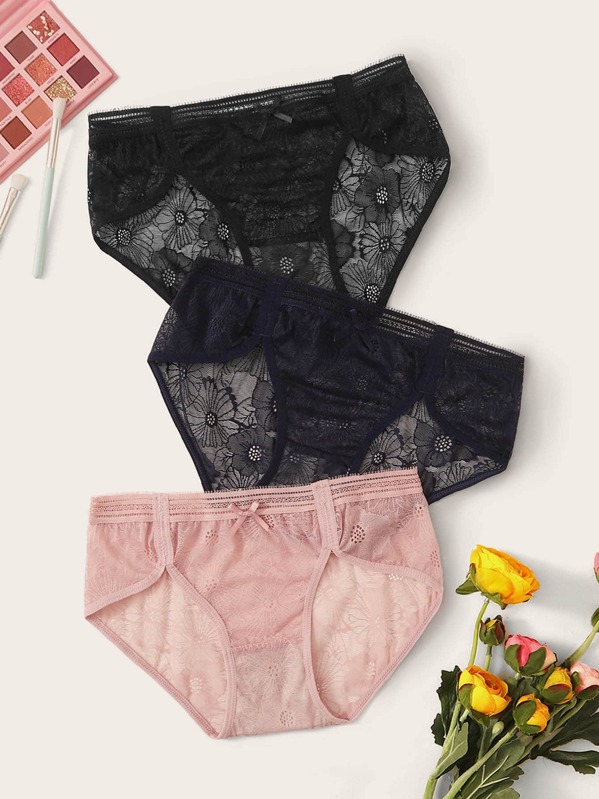 

3pack Floral Lace Panty Set, Multicolor