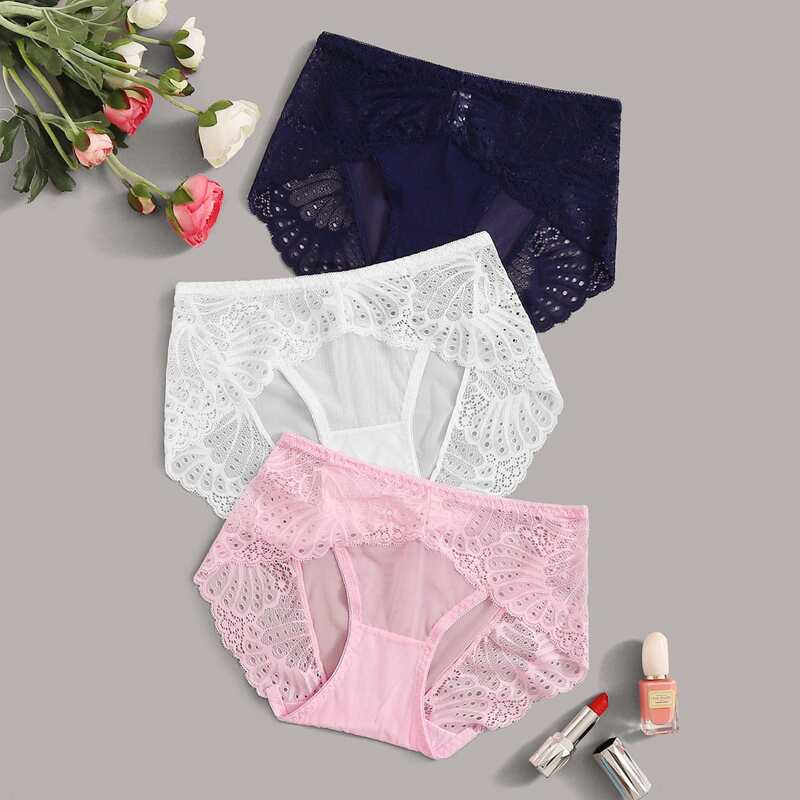 

3pack Floral Lace Panty Set, Multicolor